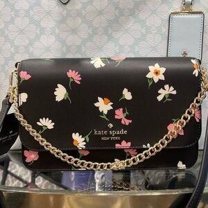 Kate Spade Black Crossbody Bag with Floral Design